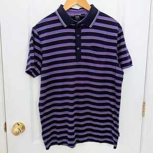 Hugo Boss Purple & Black Striped Polo Shirt – Size M #66